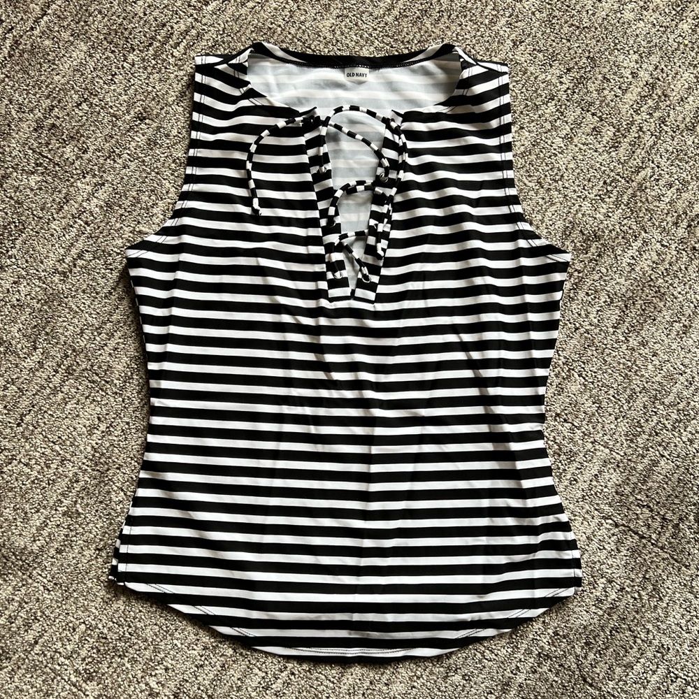 Old Navy striped spandex swim cover up tank top. Sz. M
